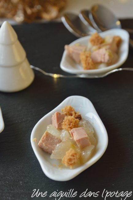 apéritif mise en bouche foie gras poire pain épices facile festif