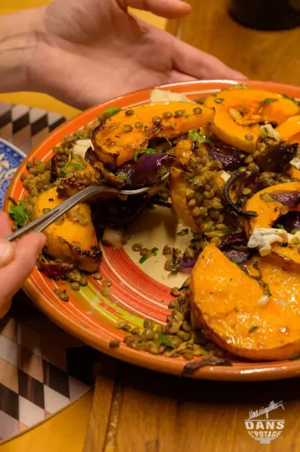 butternut rôtie lentilles et gorgonzolla d'Ottolenghi