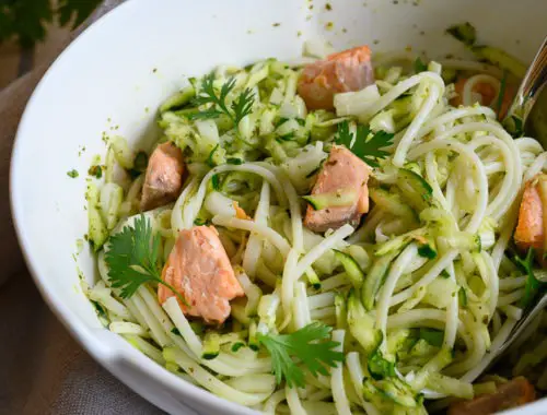 salade udon courgette saumon coriandre