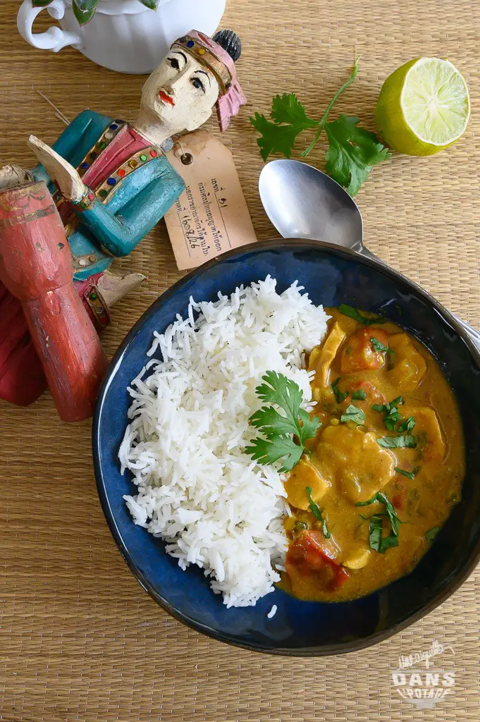 Curry de Poulet, Riz parfumé Légumes fondants