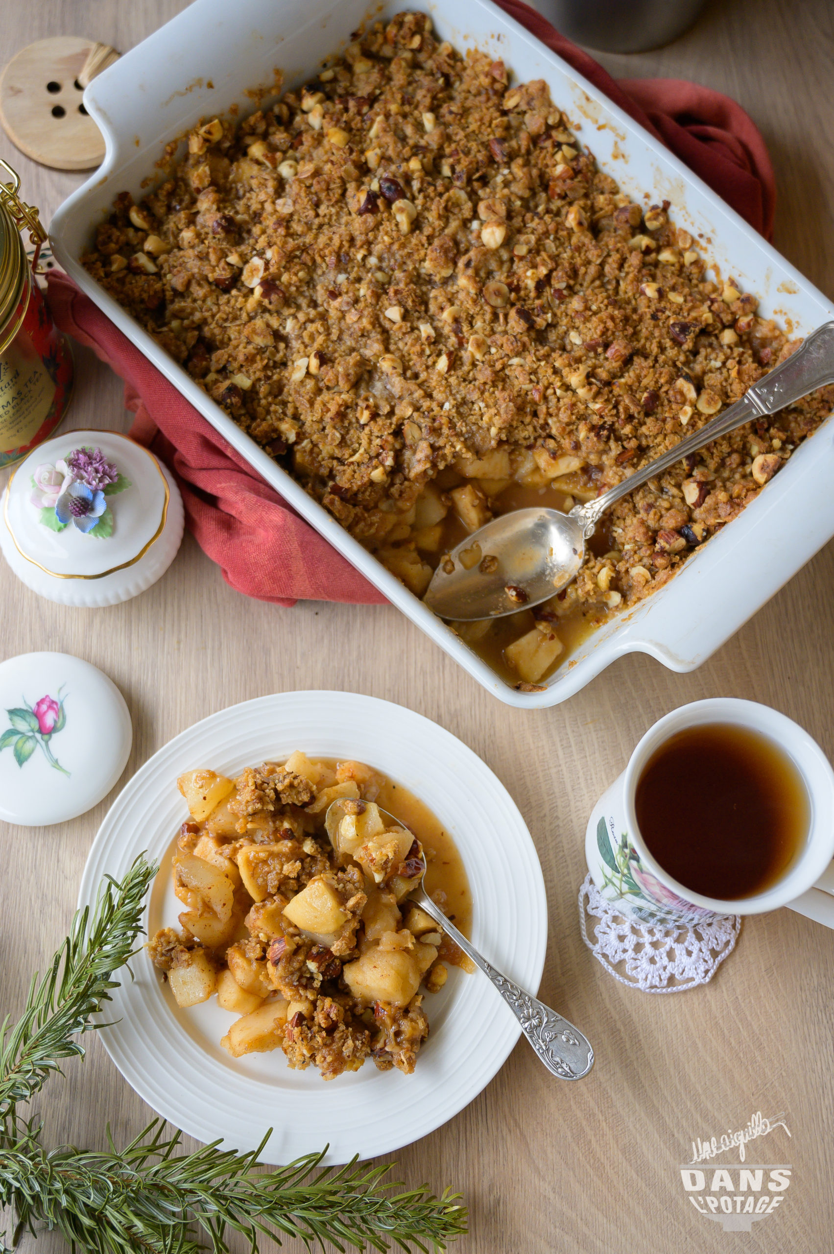 crumble pomme poire gingembre confit