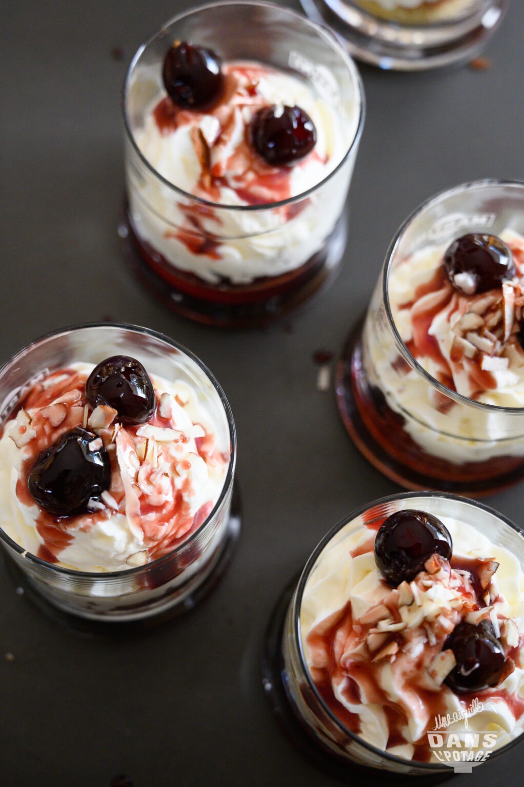 Cerises amarena en verrine Une aiguille dans l