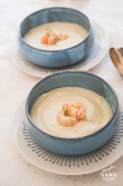 crème de chou-fleur et langoustines