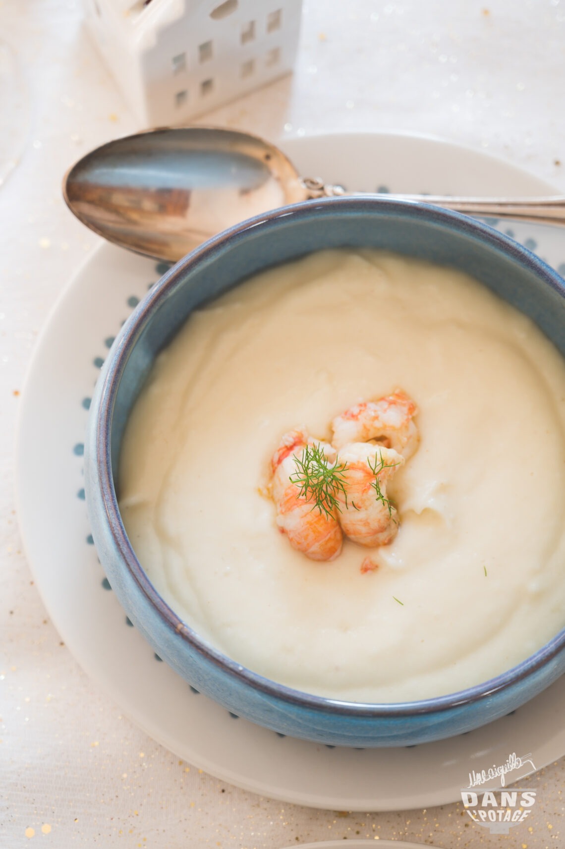 crème de chou-fleur et langoustines