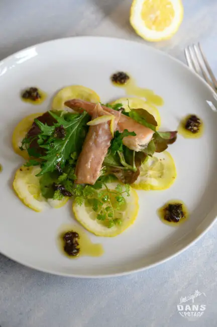 carpaccio cédrat maquereau fumé