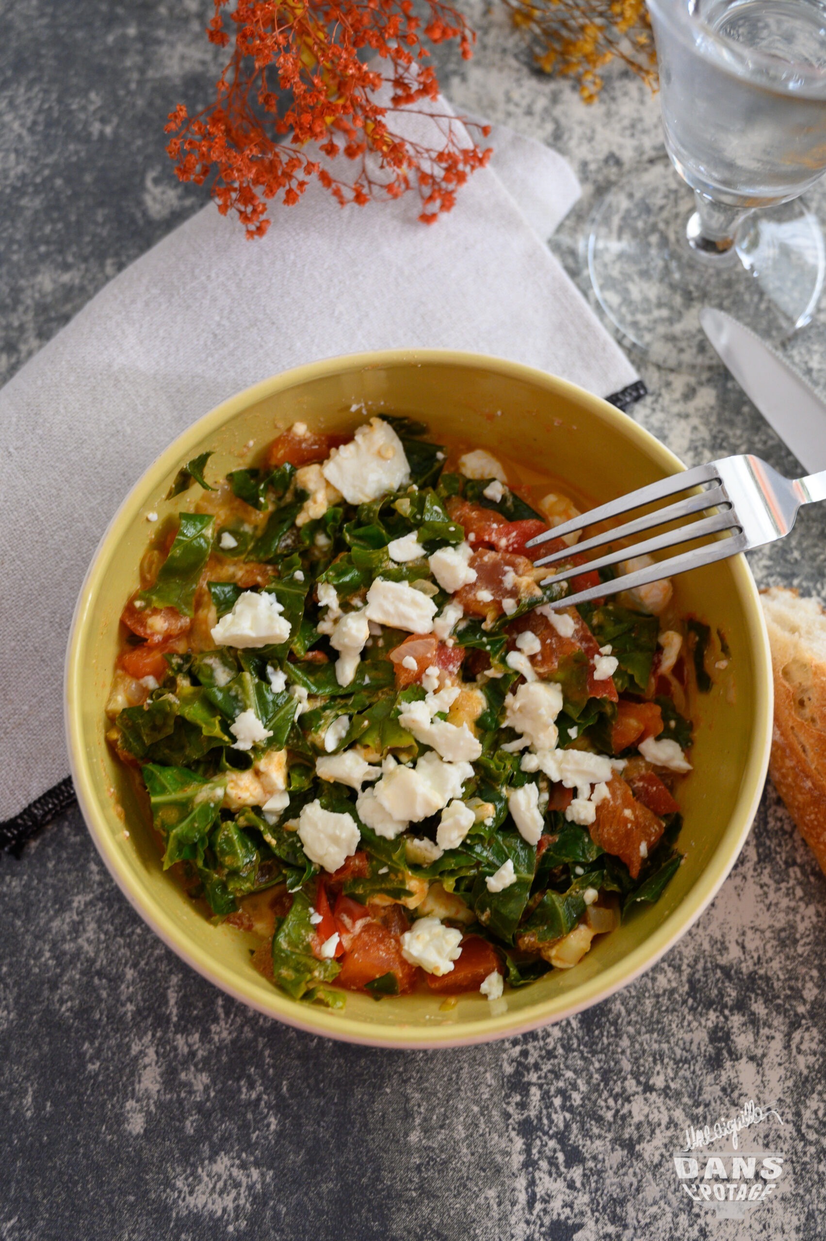 poêlée de chou kale et feta