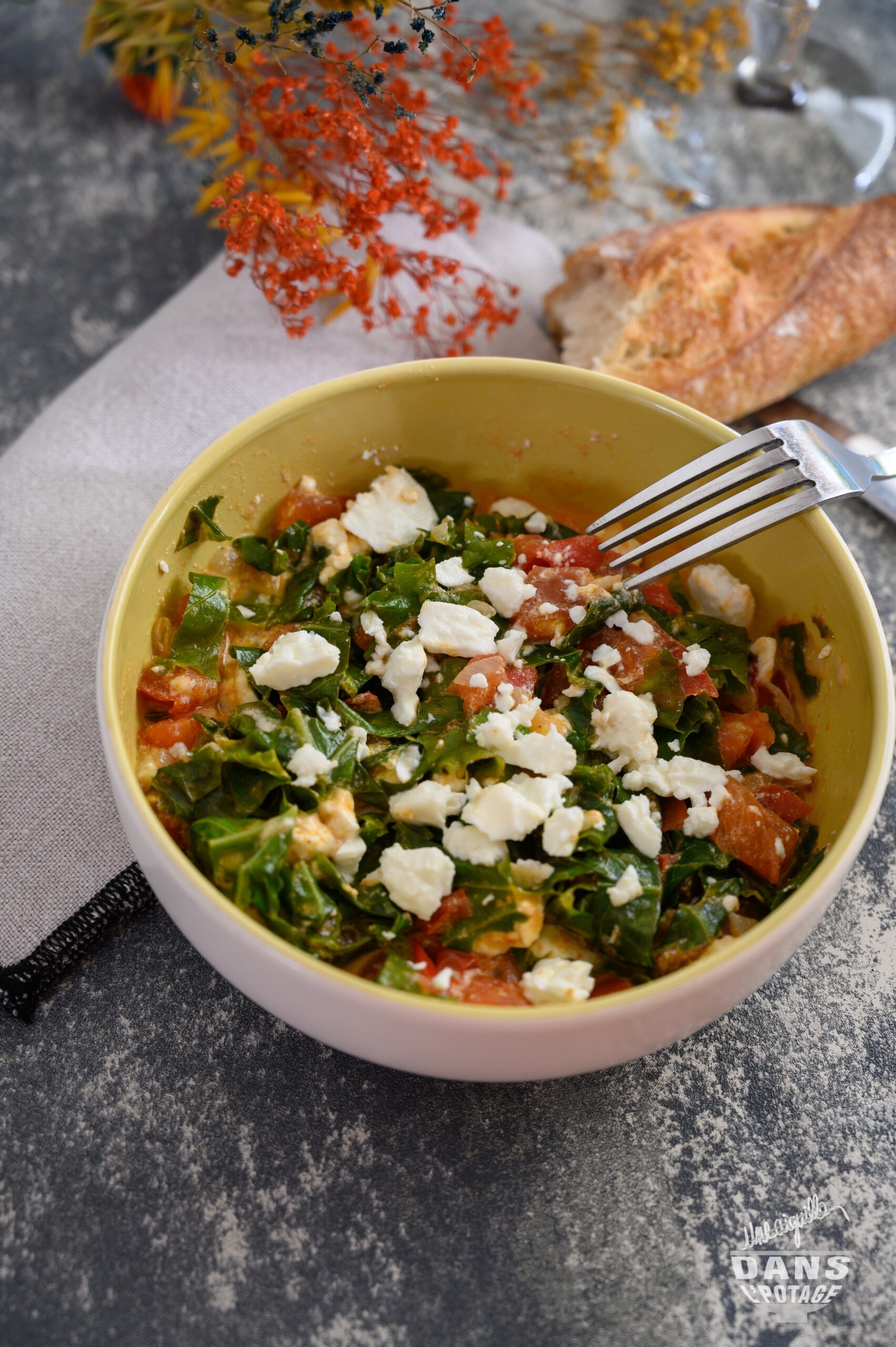 poêlée de chou kale et feta