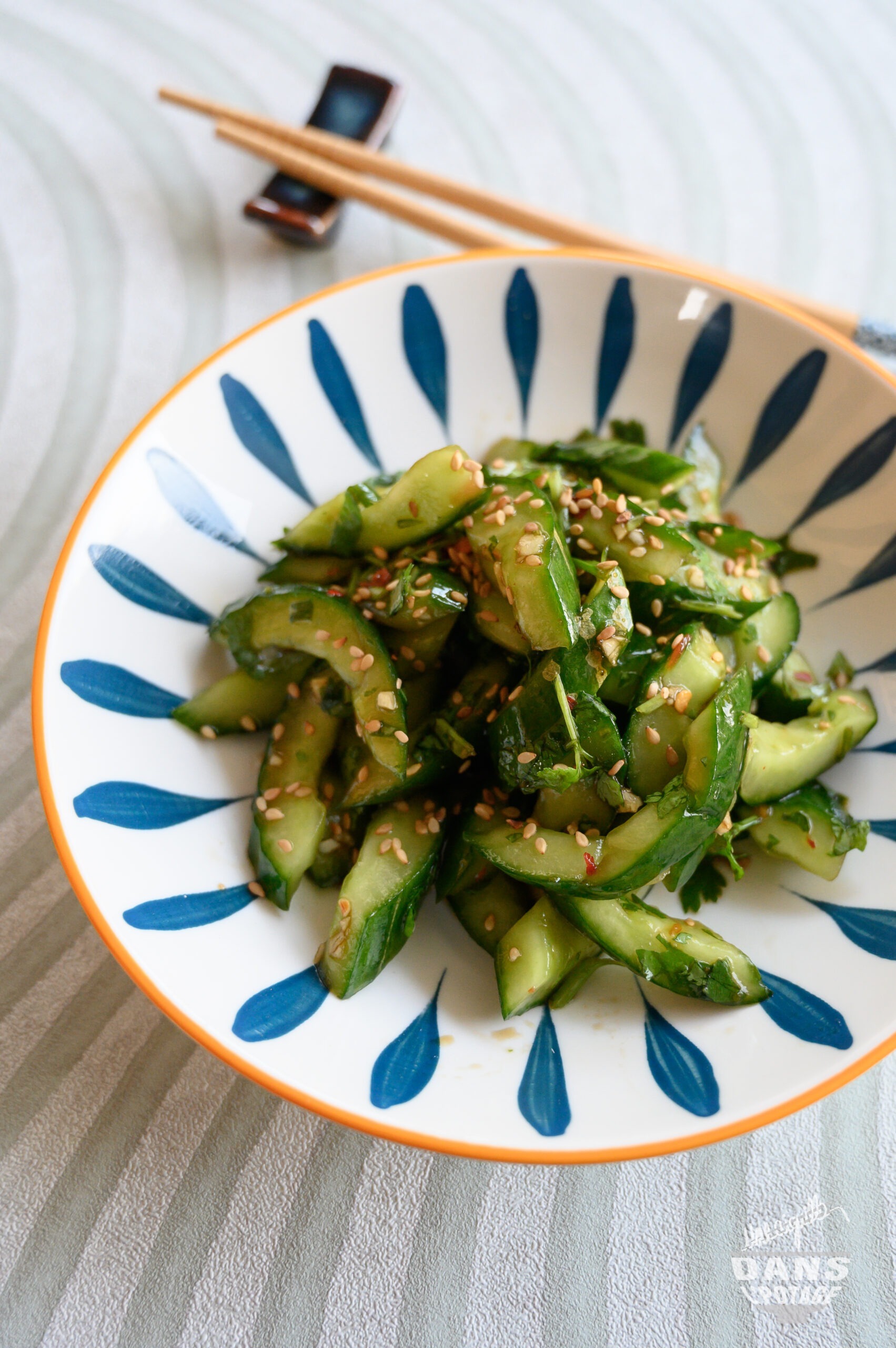 salade asiatique de concombres tapés