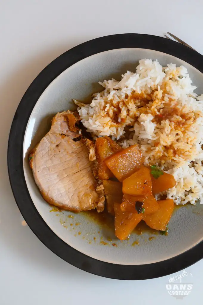 porc rôti ananas gingembre